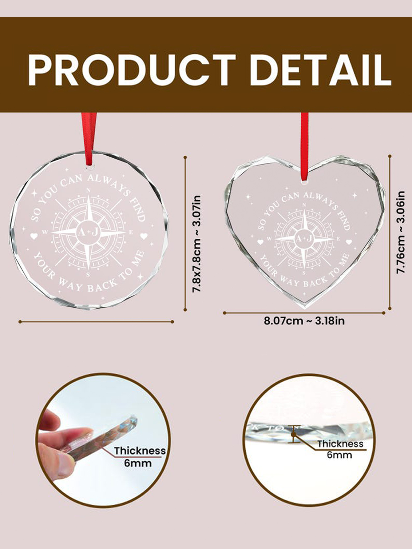 Personalized Glass Decorative Pendant